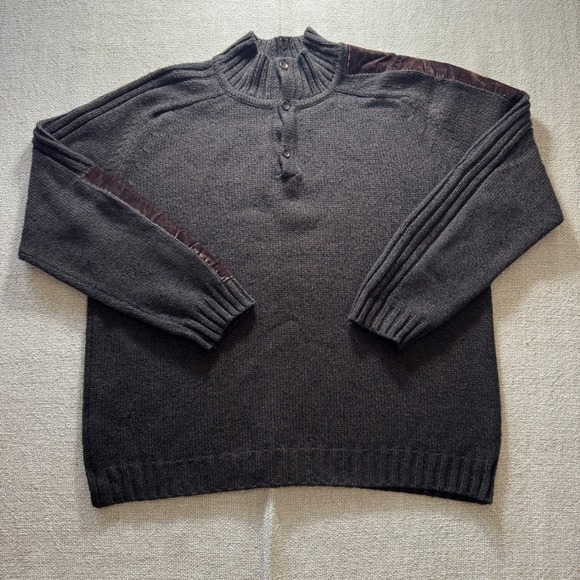 Pal Zileri Sport Italian Alpaca & Merino Brown Knit Sweater with Velvet Panels - Picture 2 of 16